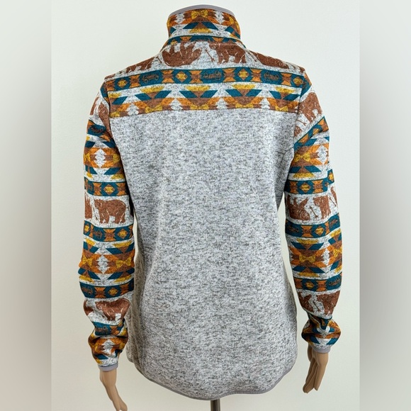 Simply Southern Tried & True Women's Sweater, Bear Jeep Aztec, Gray Size Small - Picture 3 of 15